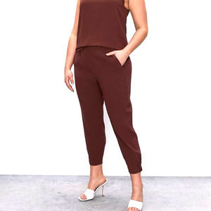 Babaton Dexter Pant Pull-On Tuxedo Pull On Matte Crepe Jogger Pants Rust Size XS